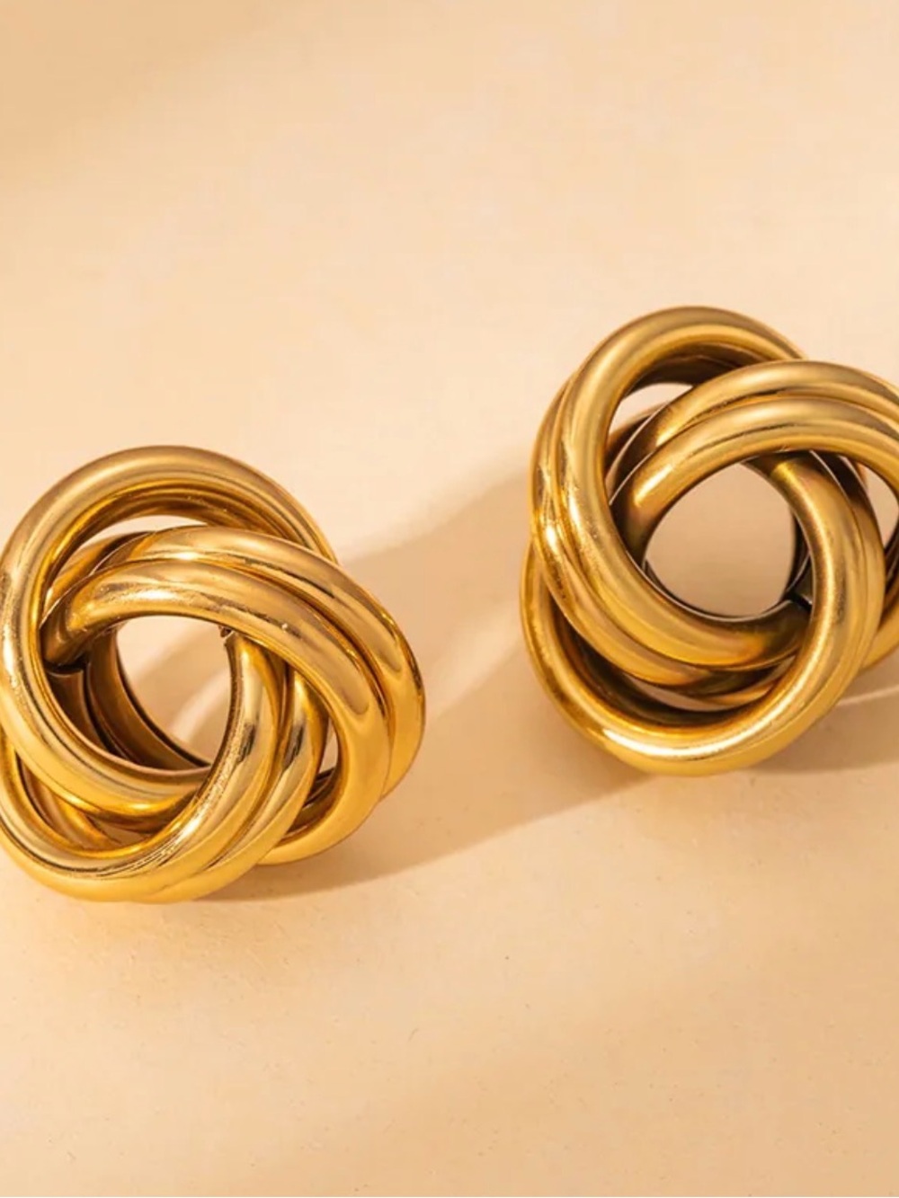 18k gold Classic Gold Knot Stud Earrings - Elegant Women's Jewelry